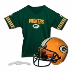 New 🎁 Cheap 🤩 NFL Sets & Bodysuits Franklin Sports Kids' Green Bay Packers Jersey & Helmet Set 😀 🤩