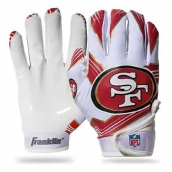Budget 😀 Promo ⭐ NFL Golf & Sports Equipment Franklin Sports San Francisco 49ers Receiver Gloves 🤩 ✔️